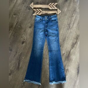 Poison Mushroom Brand Bootcut, frayed hem jeans. Size 27